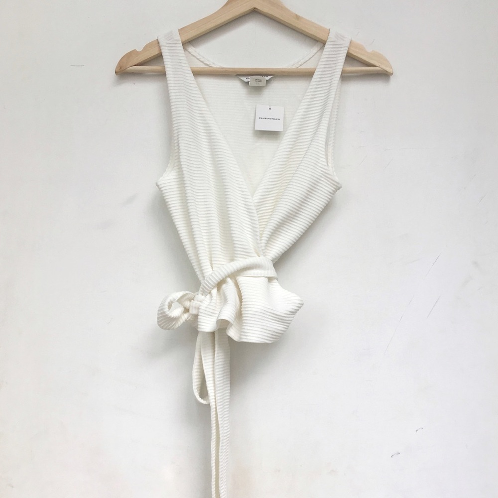 NWOT Club Monaco White Wrap Top, Size S